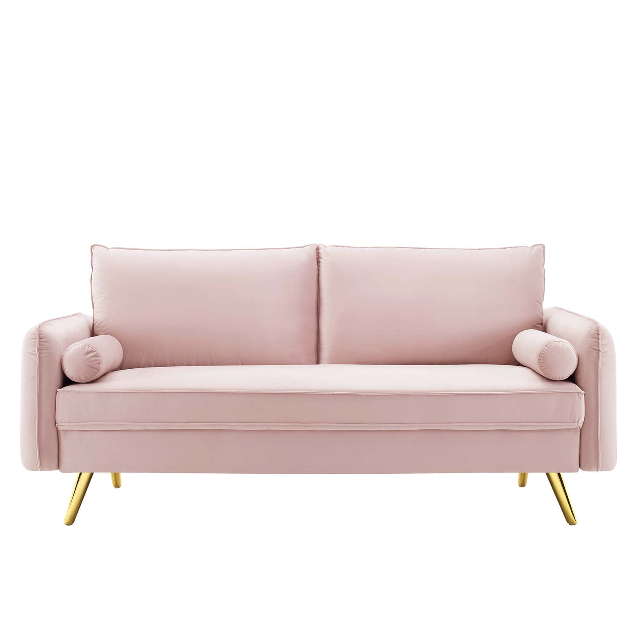 Marindi Plush Velvet Sofa, Pink