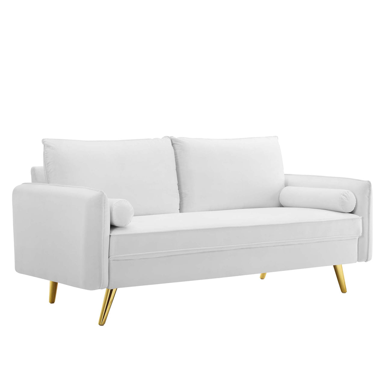 Marindi Plush Velvet Sofa, White
