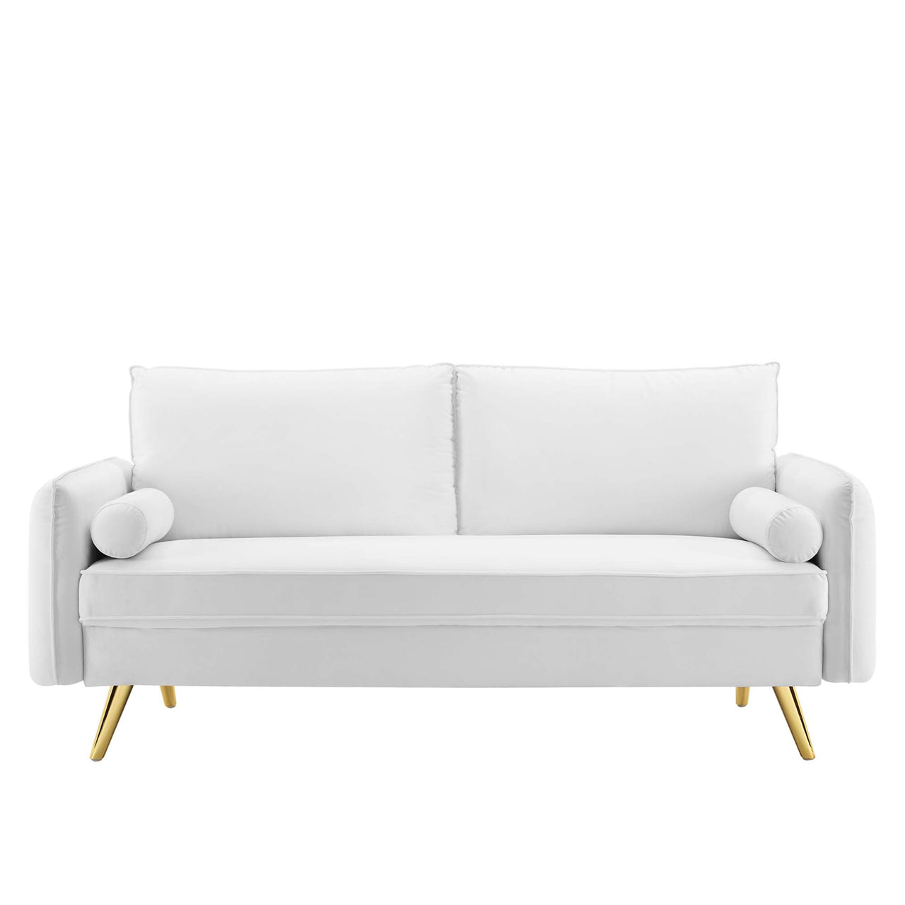 Marindi Plush Velvet Sofa, White