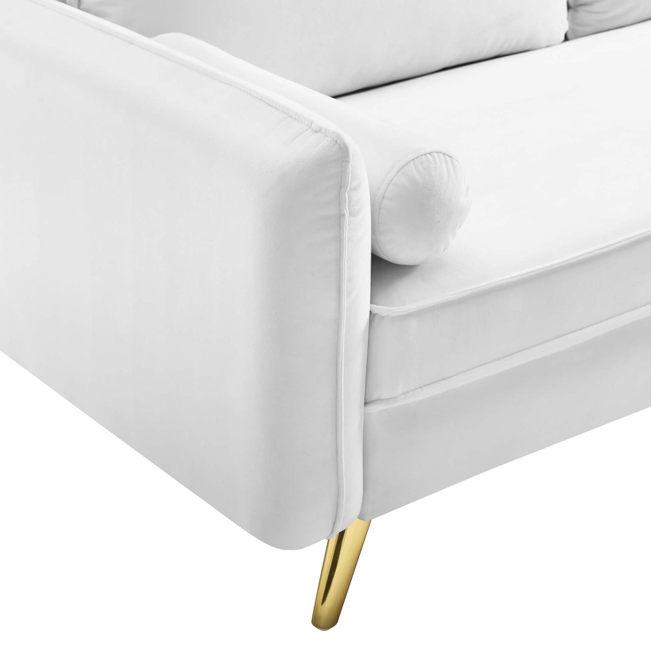 Marindi Plush Velvet Sofa, White