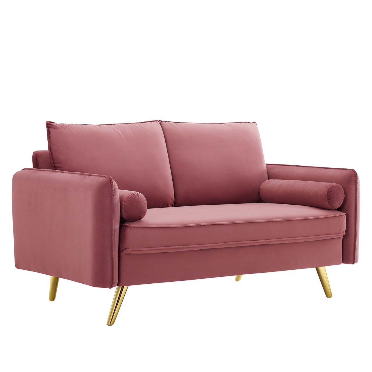 Marindi Plush Velvet Loveseat, Dusty Rose