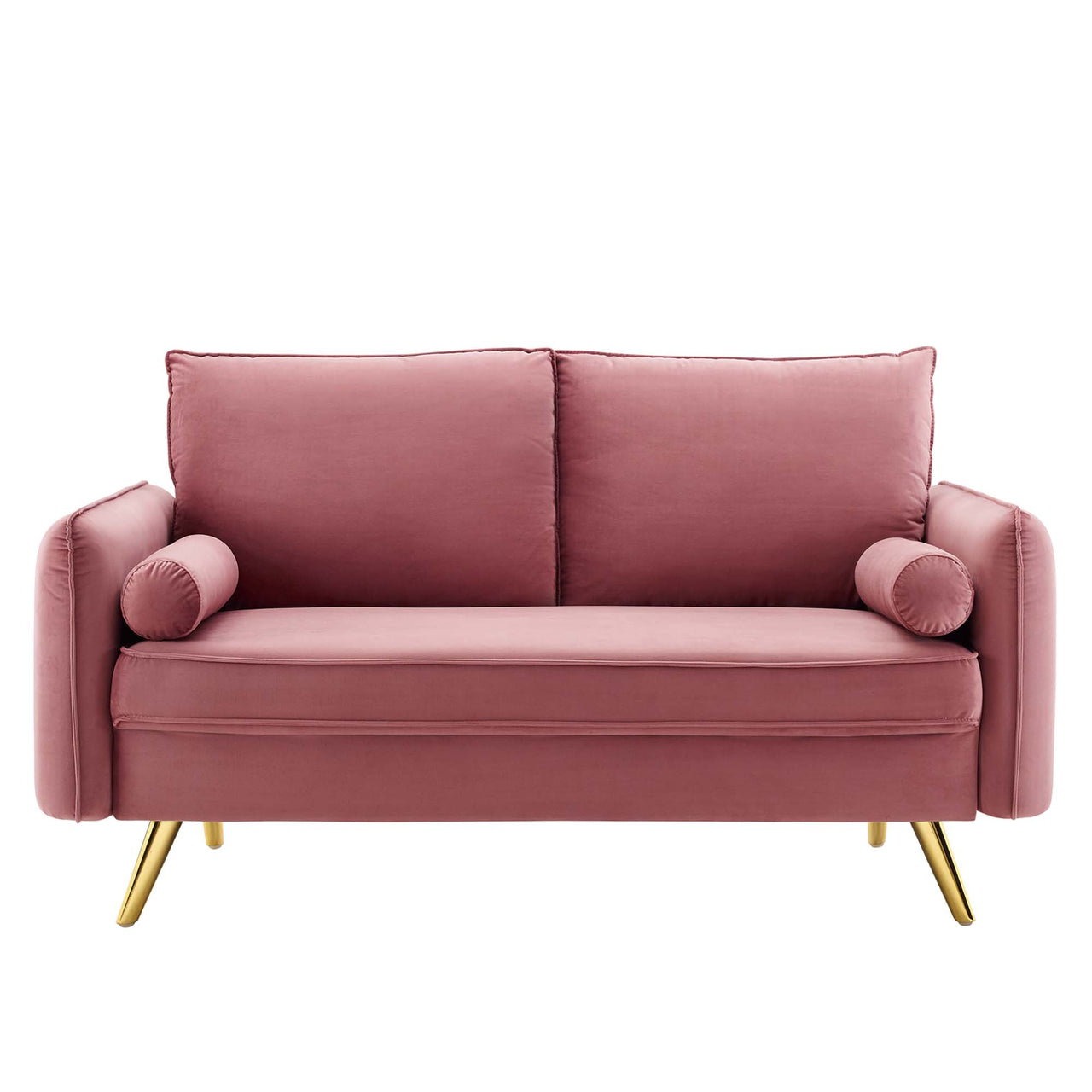 Marindi Plush Velvet Loveseat, Dusty Rose