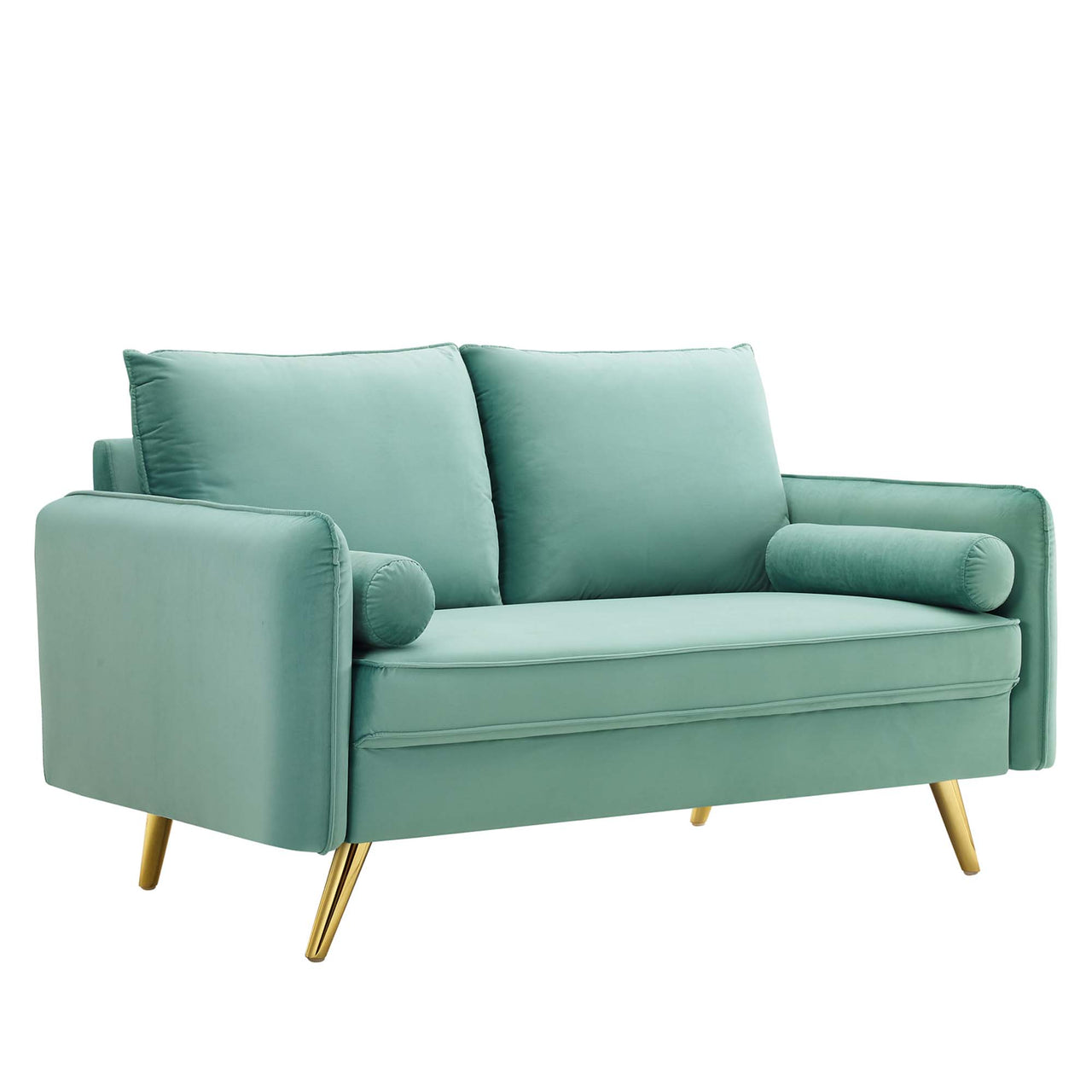 Marindi Plush Velvet Loveseat, Mint