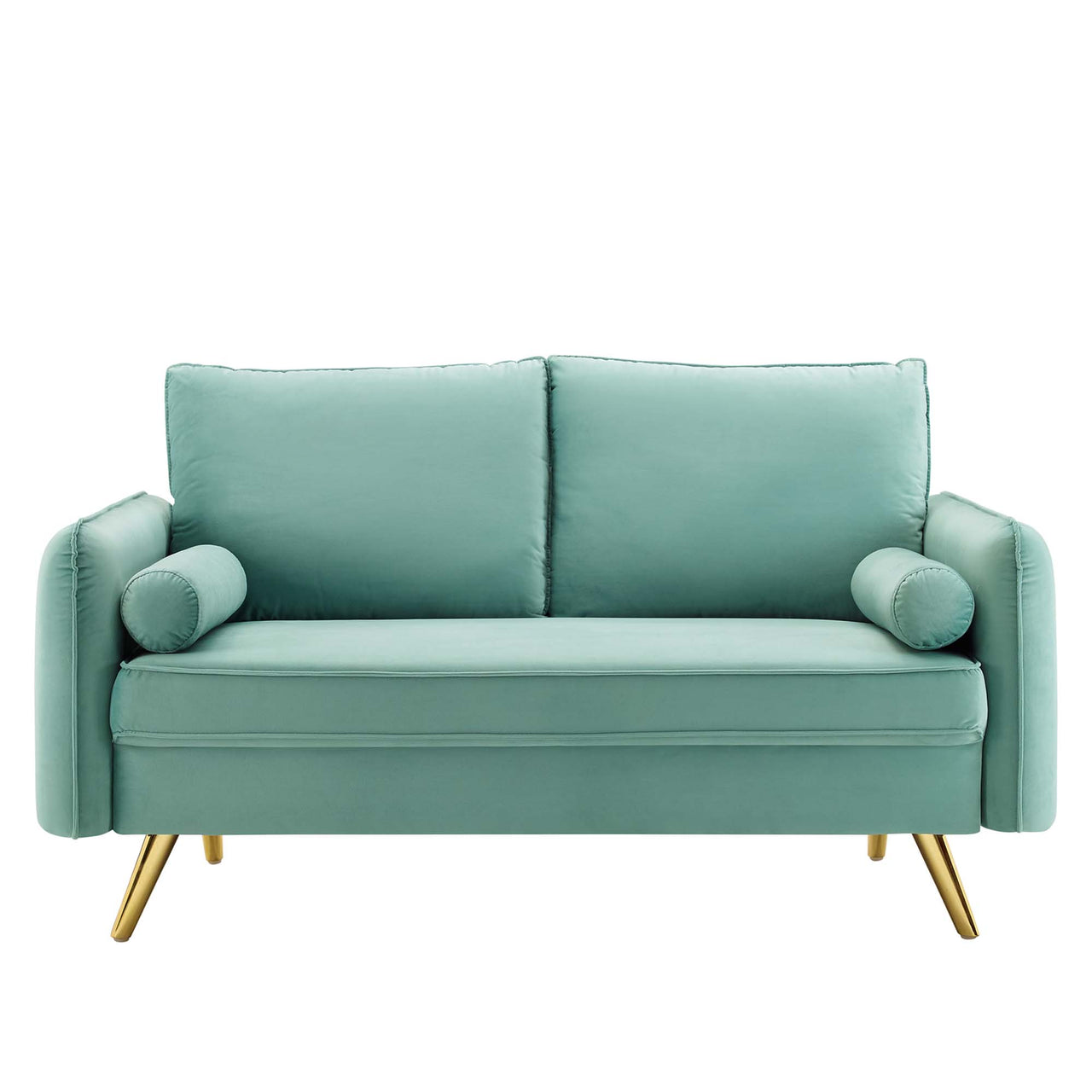 Marindi Plush Velvet Loveseat, Mint