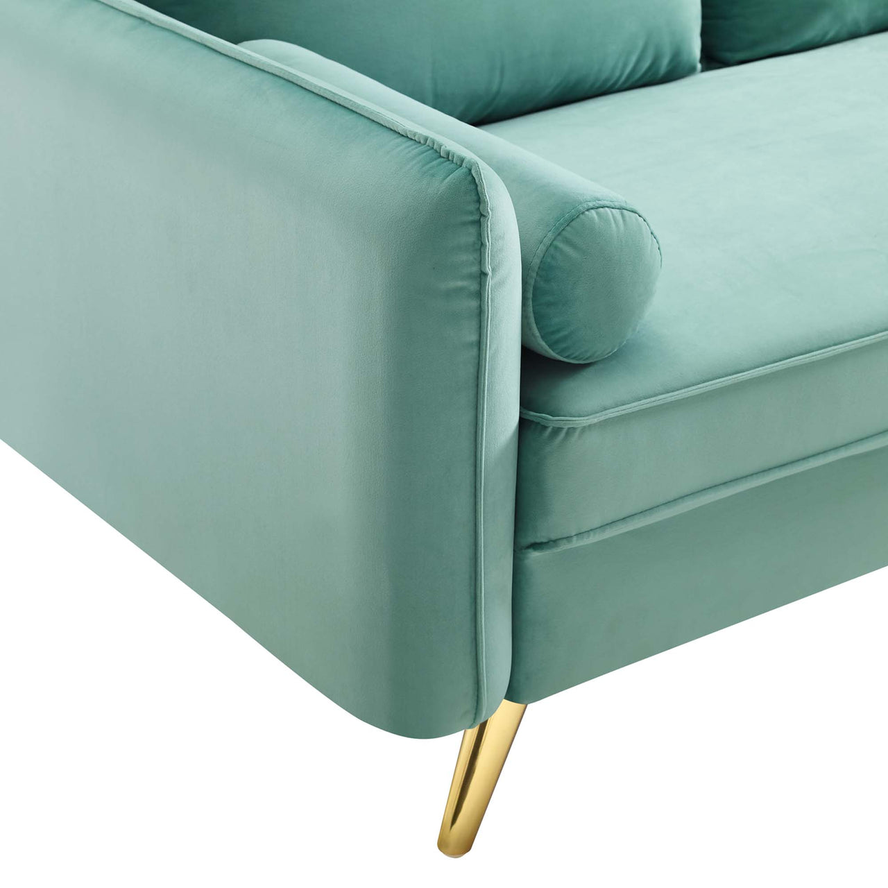 Marindi Plush Velvet Loveseat, Mint