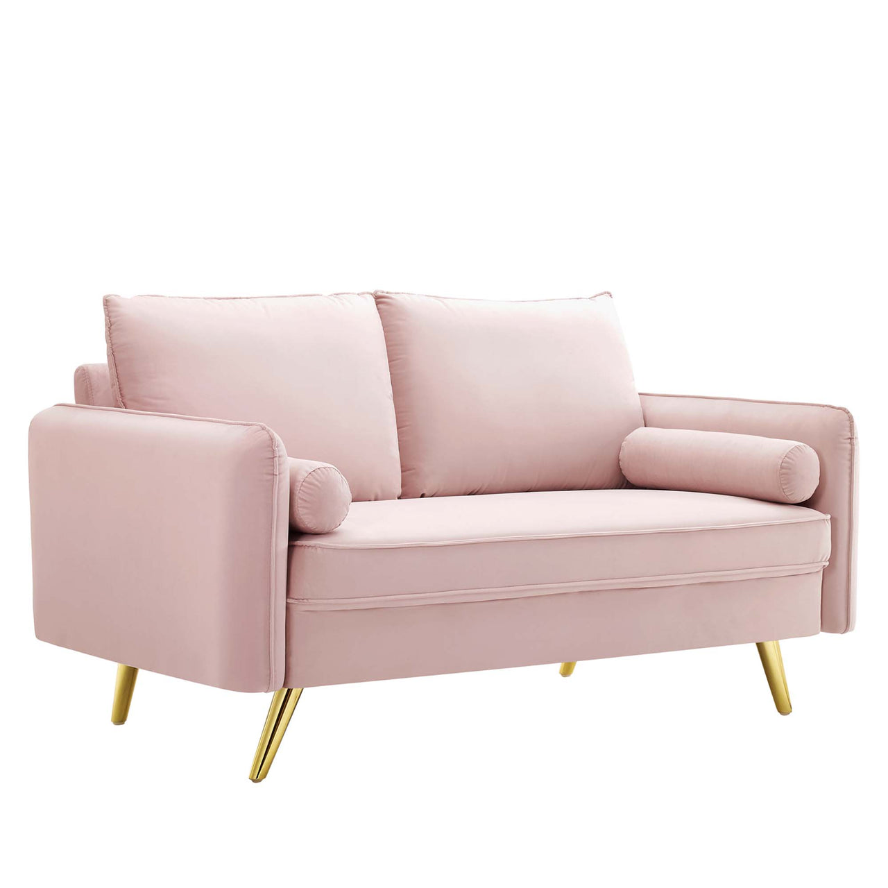 Marindi Plush Velvet Loveseat, Pink