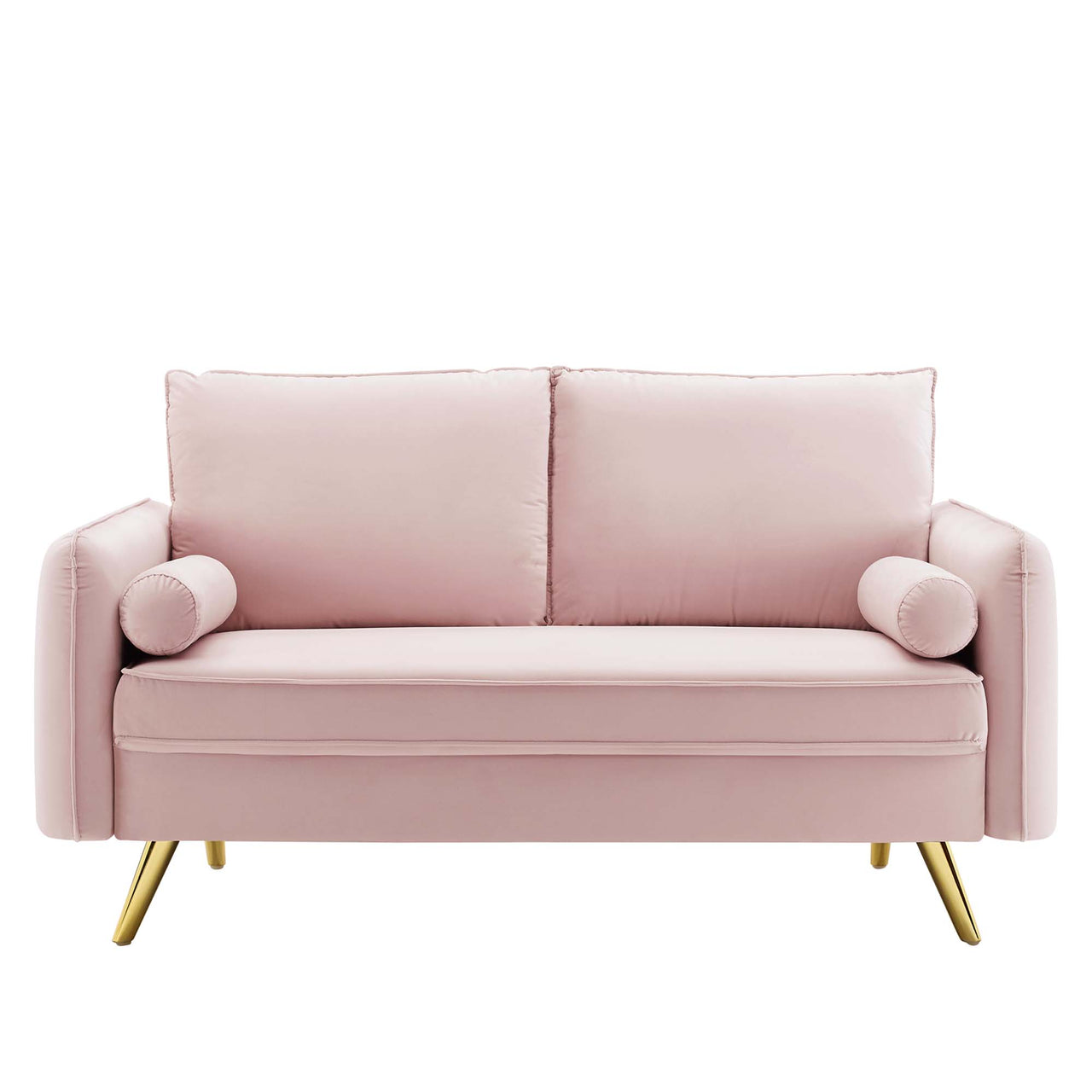 Marindi Plush Velvet Loveseat, Pink