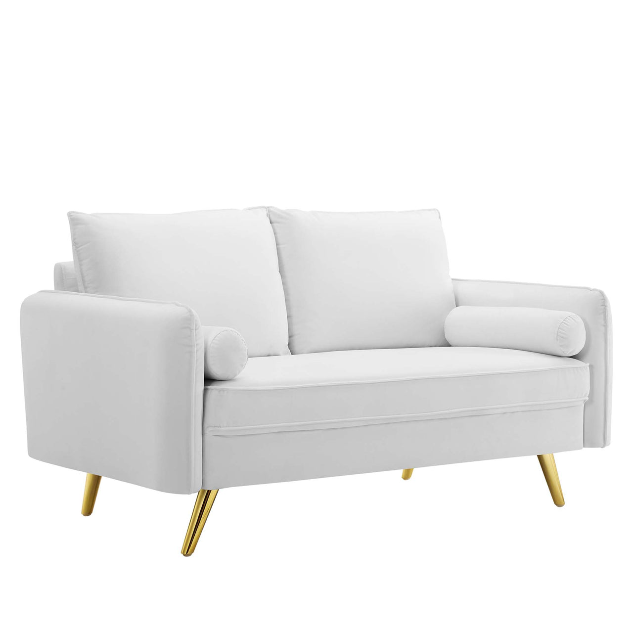 Marindi Plush Velvet Loveseat, White