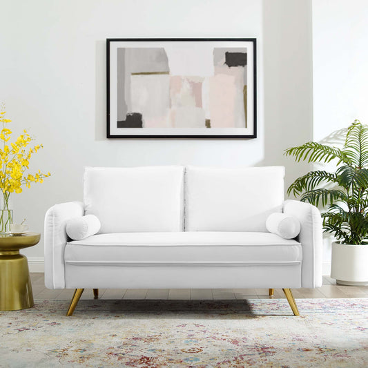 Marindi Plush Velvet Loveseat, White