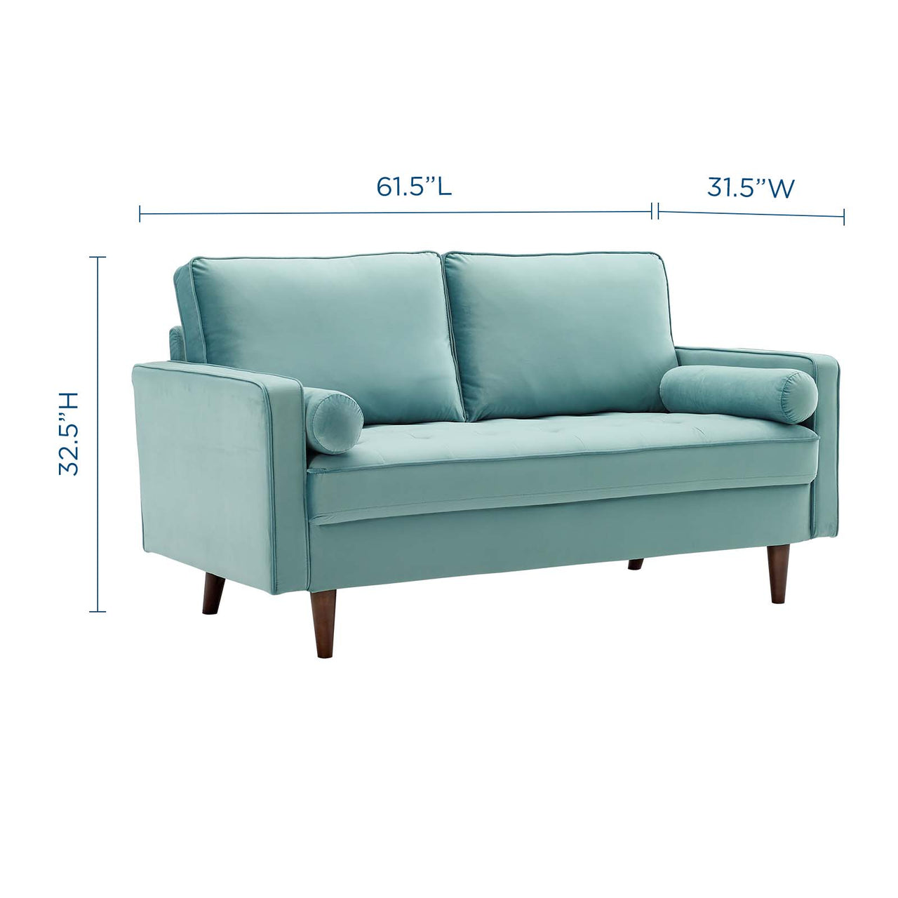 Bravien Upholstered Velvet Loveseat, Mint