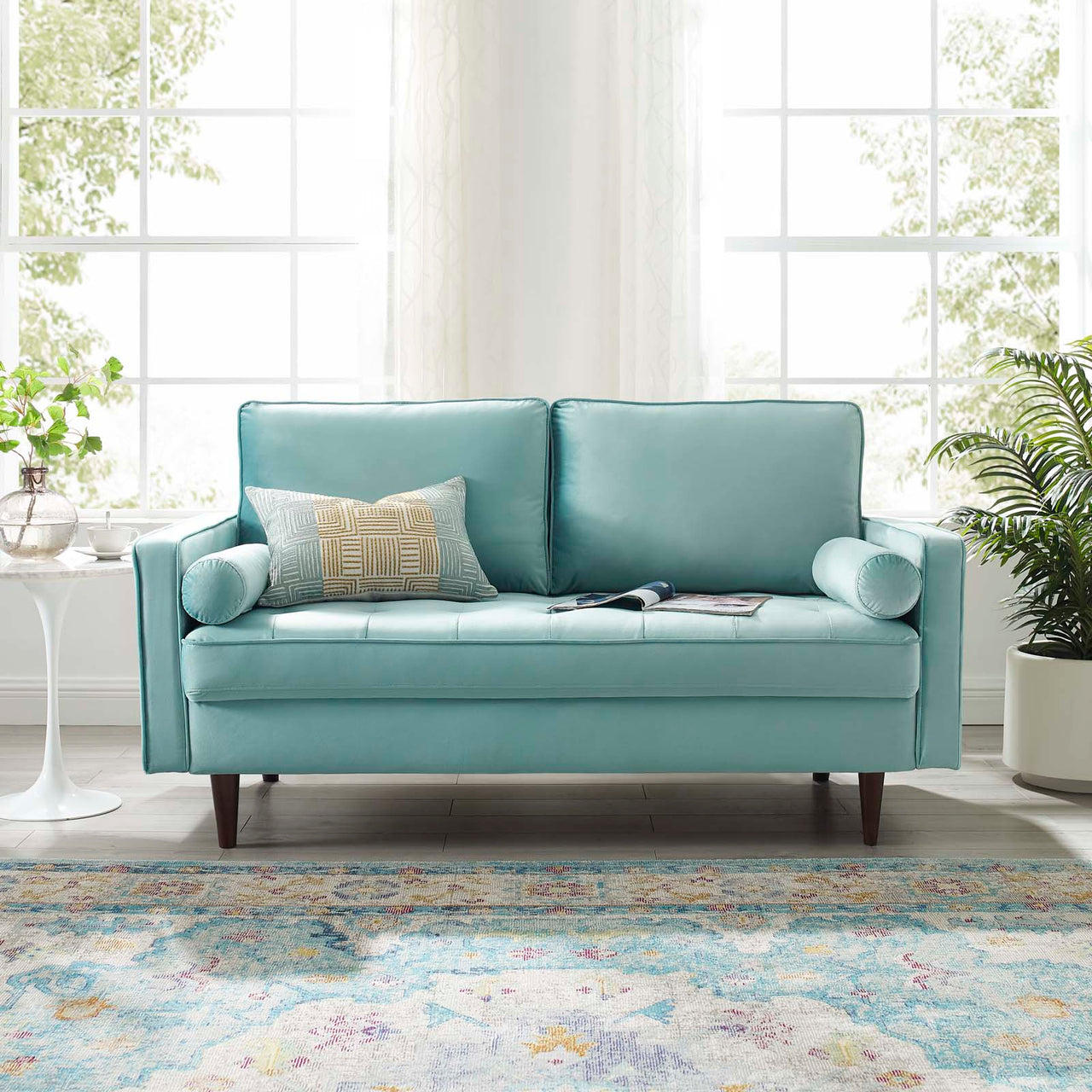 Bravien Upholstered Velvet Loveseat, Mint