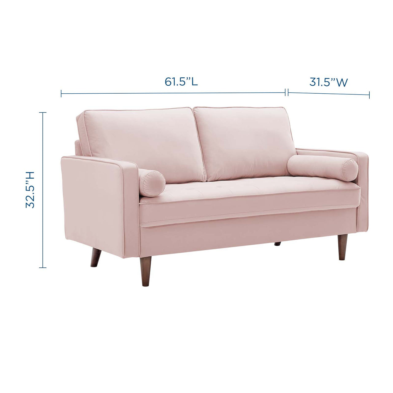 Bravien Upholstered Velvet Loveseat, Pink