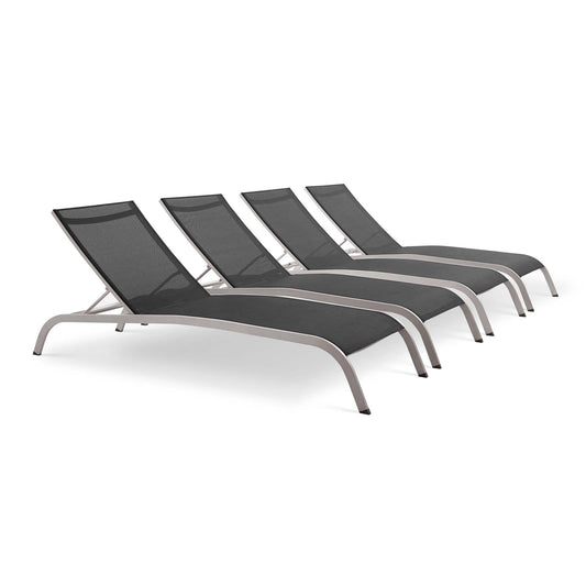 Triton Sunlounger Set of 4, Black