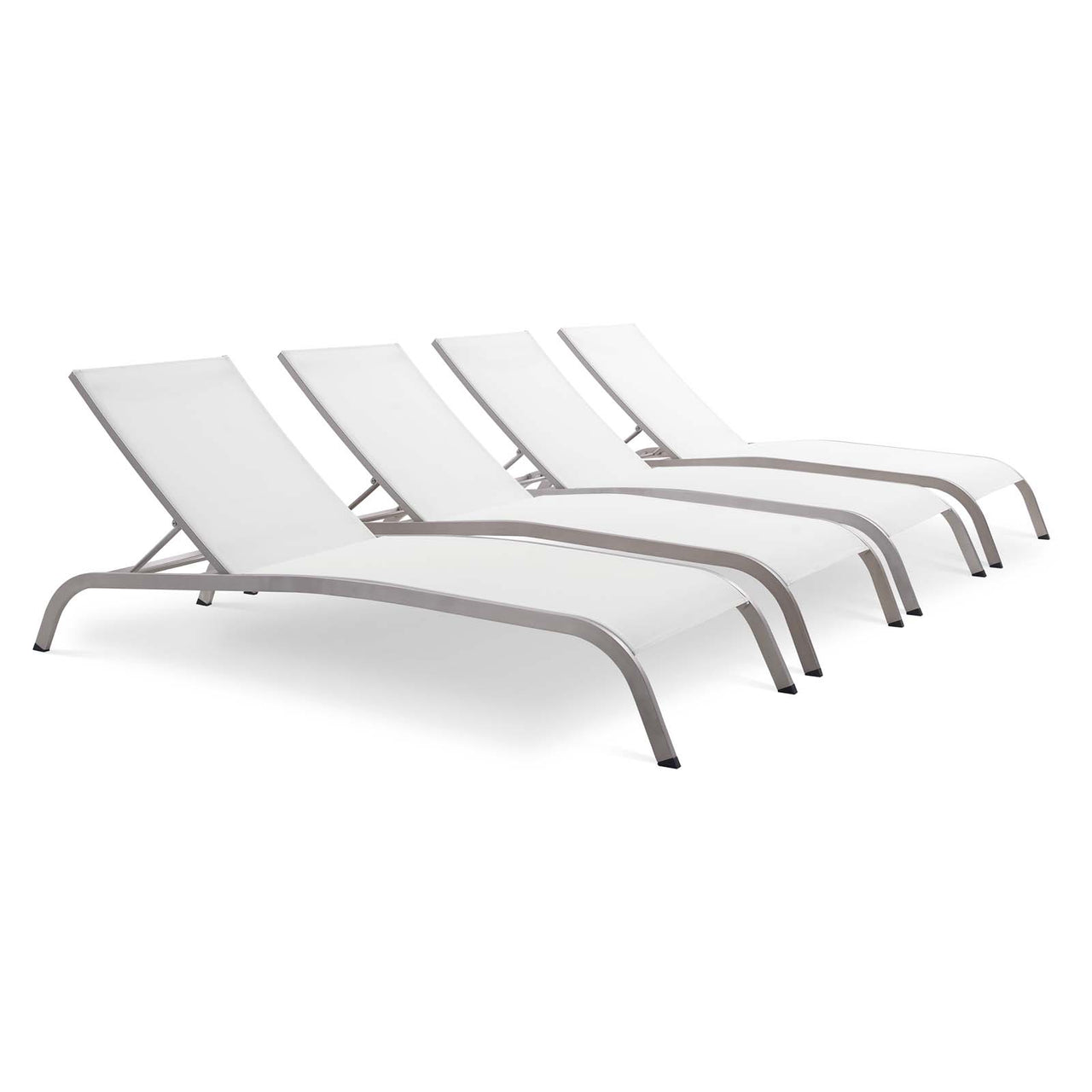 Triton Sunlounger Set of 4, White