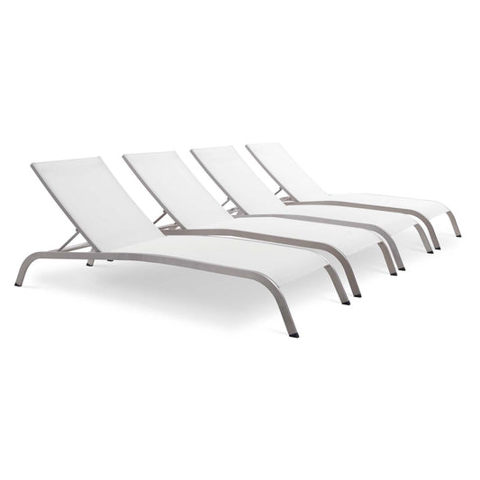 Triton Sunlounger Set of 4, White