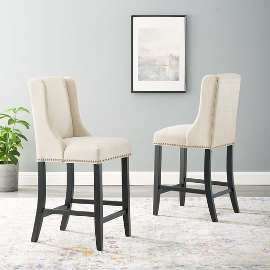 Bellare Fabric Counter Stool Set of 2, Beige