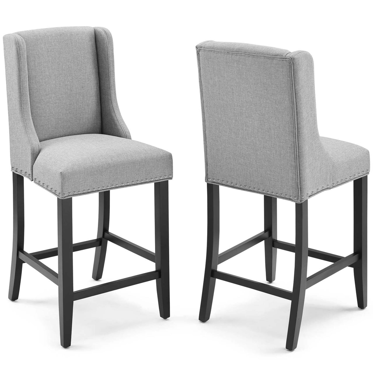 Bellare Fabric Counter Stool Set of 2, Light Gray