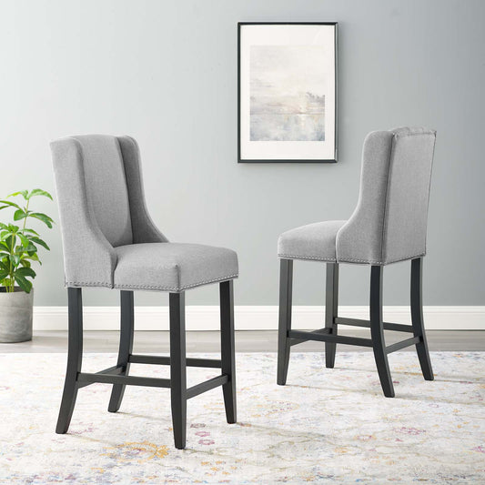 Bellare Fabric Counter Stool Set of 2, Light Gray