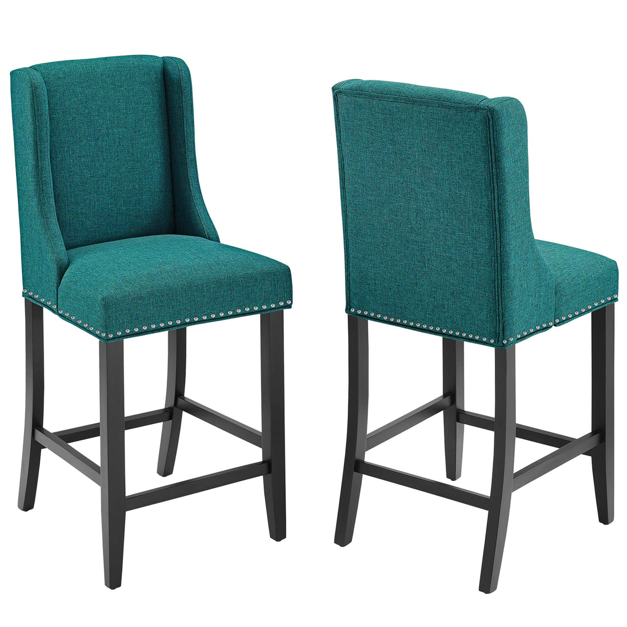 Bellare Fabric Counter Stool Set of 2, Teal