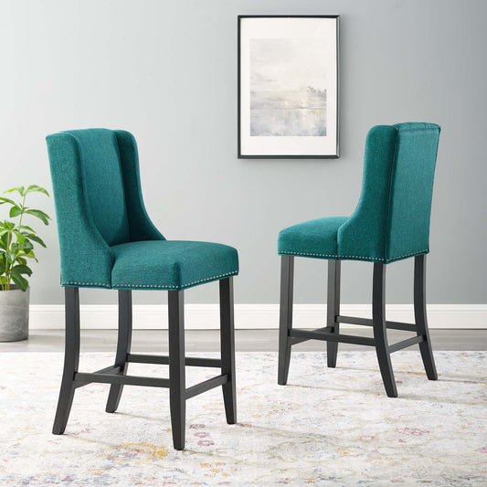 Bellare Fabric Counter Stool Set of 2, Teal
