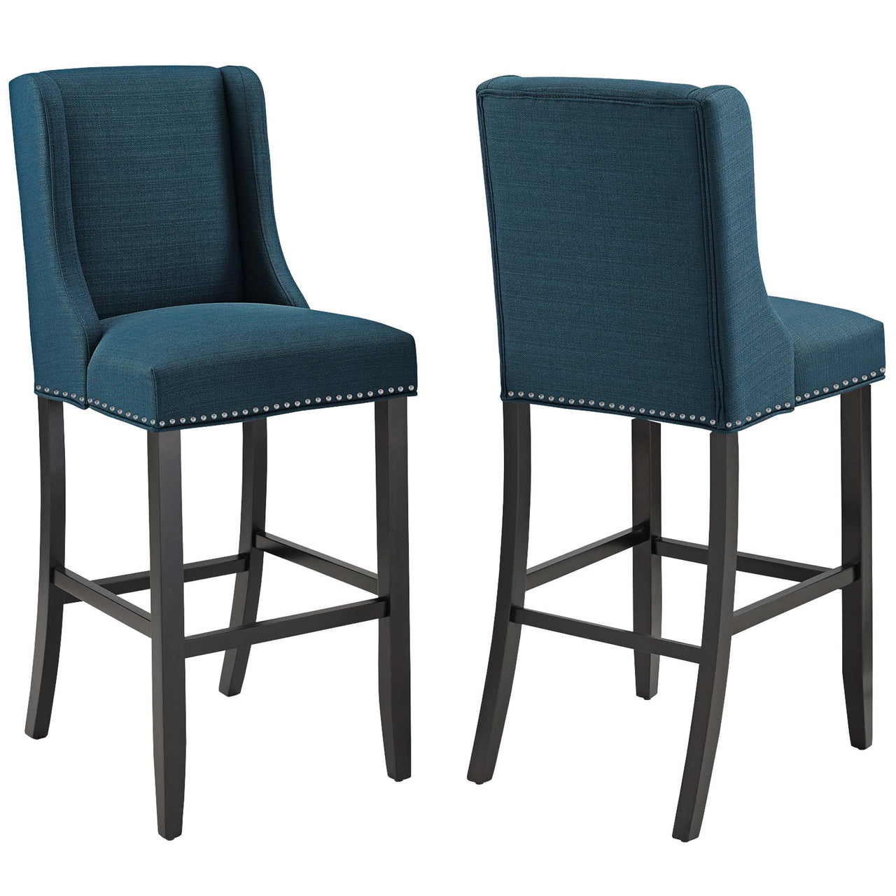 Bellare Fabric Bar Stool Set of 2, Azure