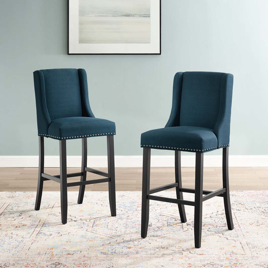 Bellare Fabric Bar Stool Set of 2, Azure