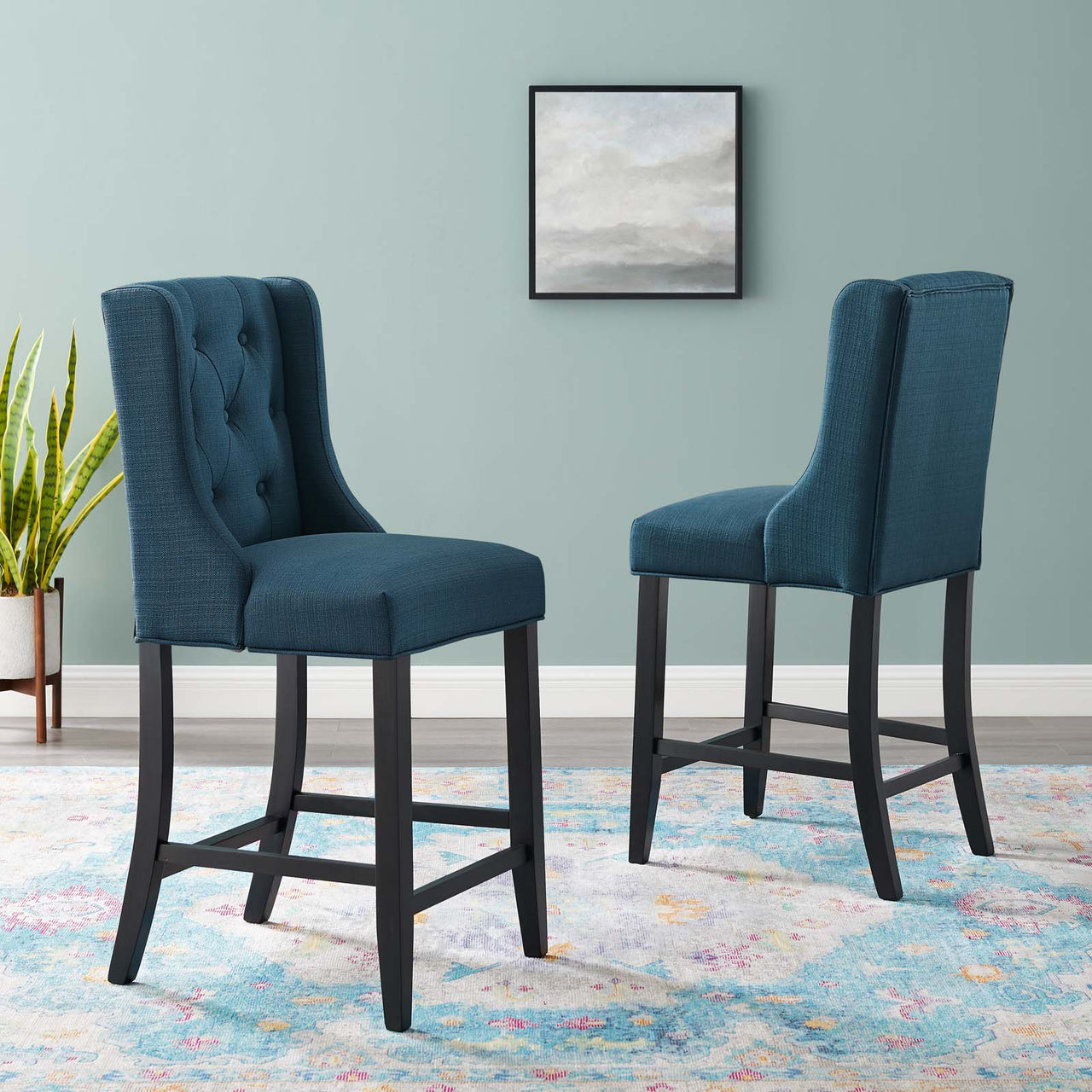 Bellarett Fabric Counter Stool Set of 2, Azure