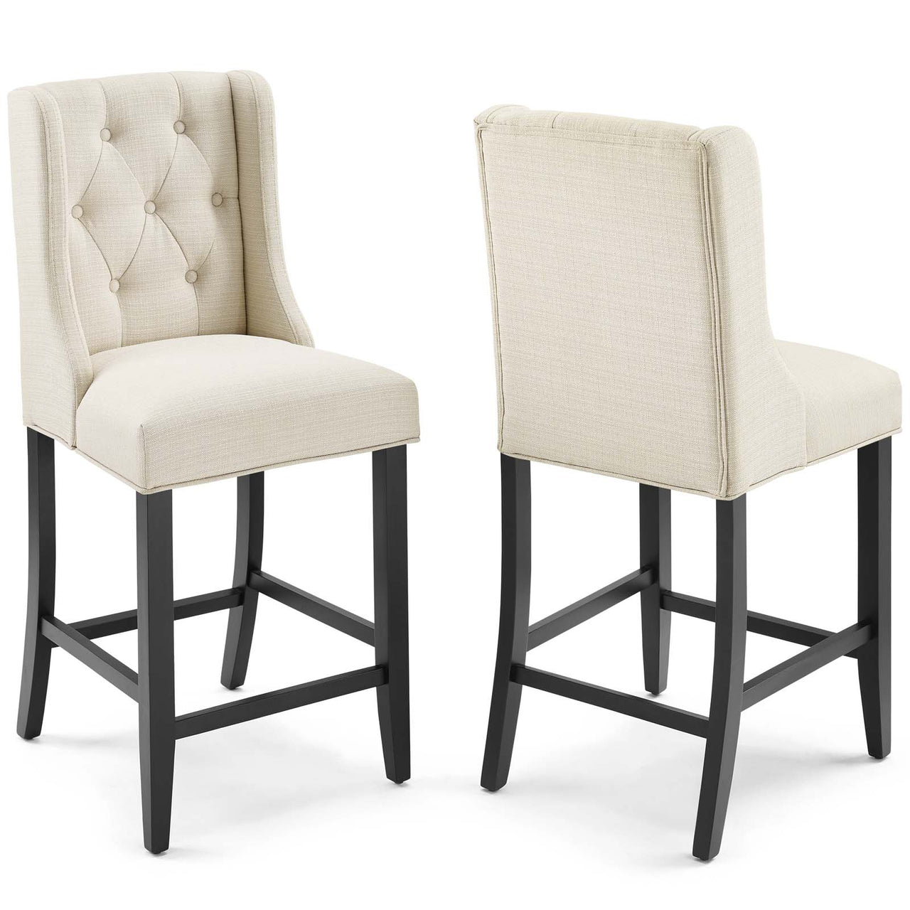 Bellarett Fabric Counter Stool Set of 2, Beige