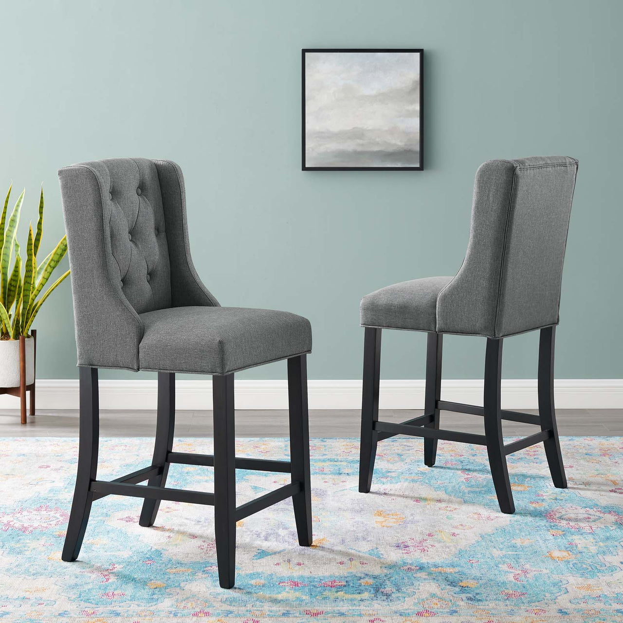 Bellarett Fabric Counter Stool Set of 2, Gray