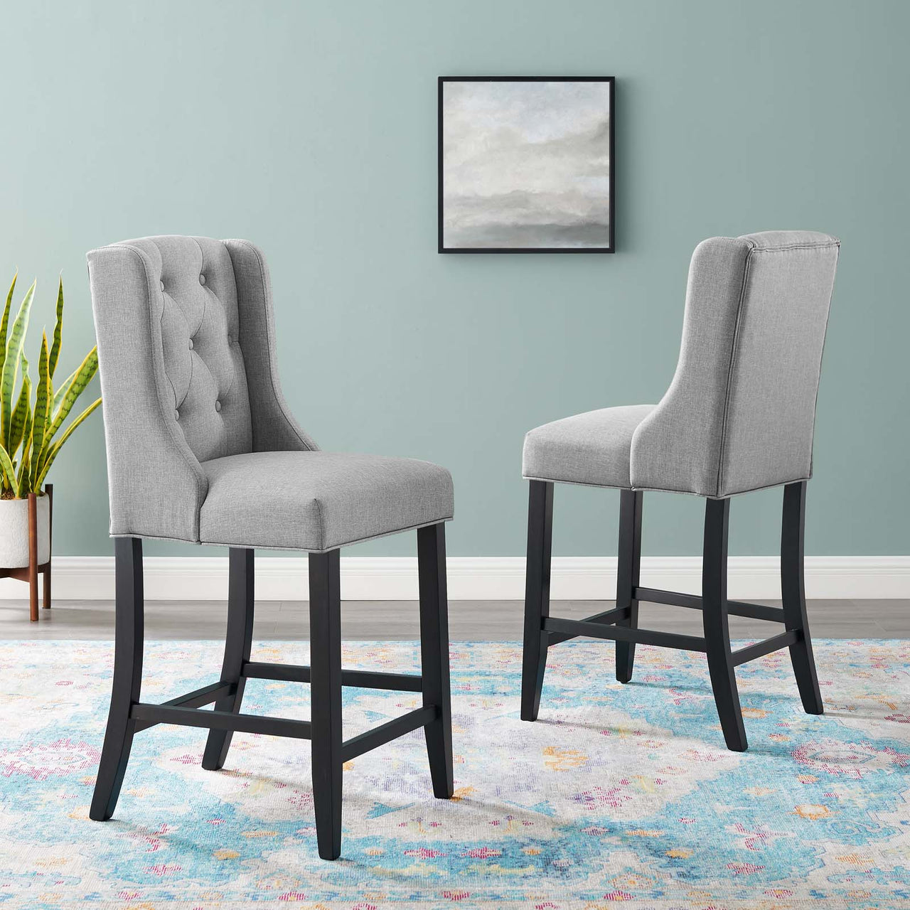 Bellarett Fabric Counter Stool Set of 2, Light Gray