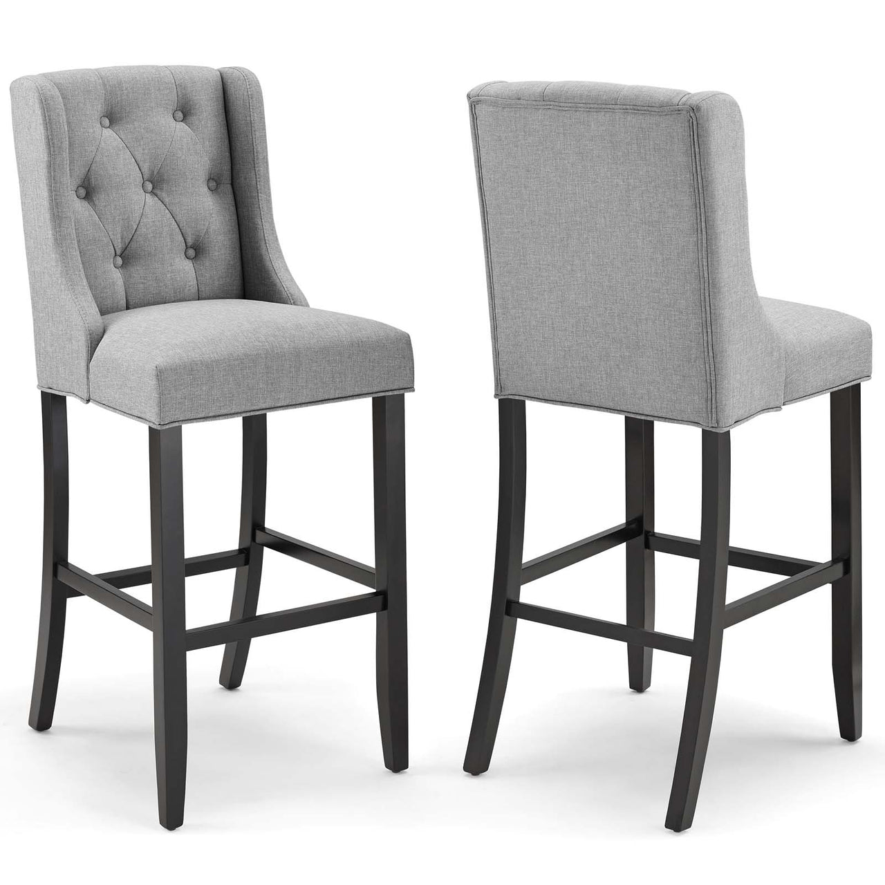 Bellarett Fabric Bar Stool Set of 2, Light Gray