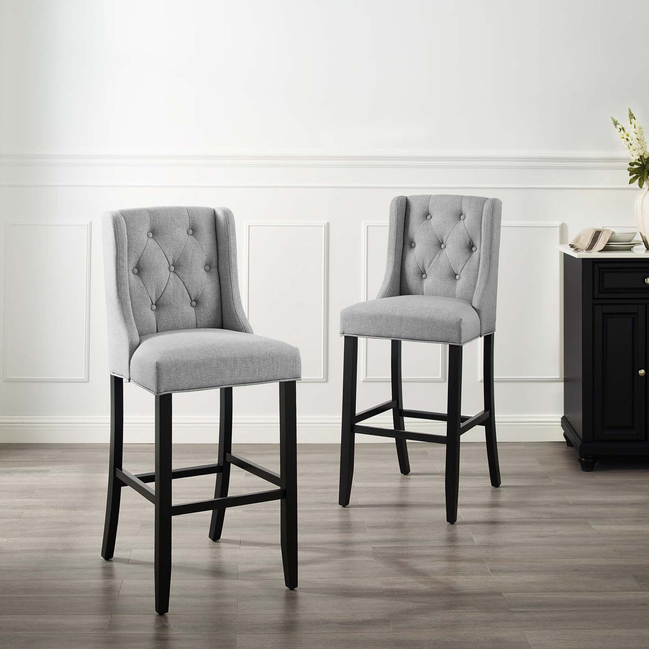 Bellarett Fabric Bar Stool Set of 2, Light Gray