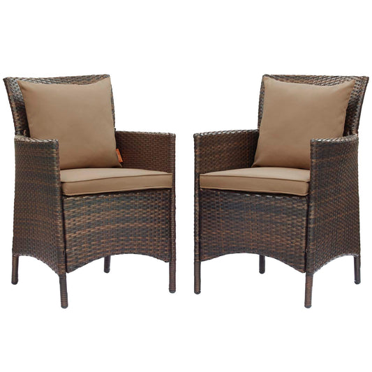 Condura Alfresco Woven Dining Armchair Set of 2, Brown & Mocha