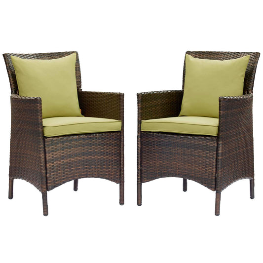 Condura Alfresco Woven Dining Armchair Set of 2, Brown & Peridot