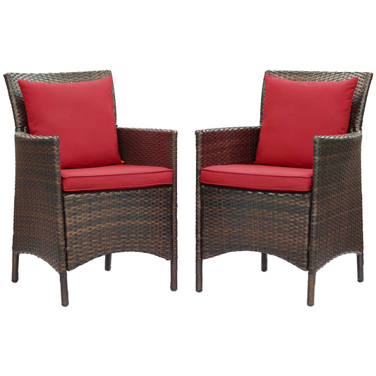 Condura Alfresco Woven Dining Armchair Set of 2, Brown & Red