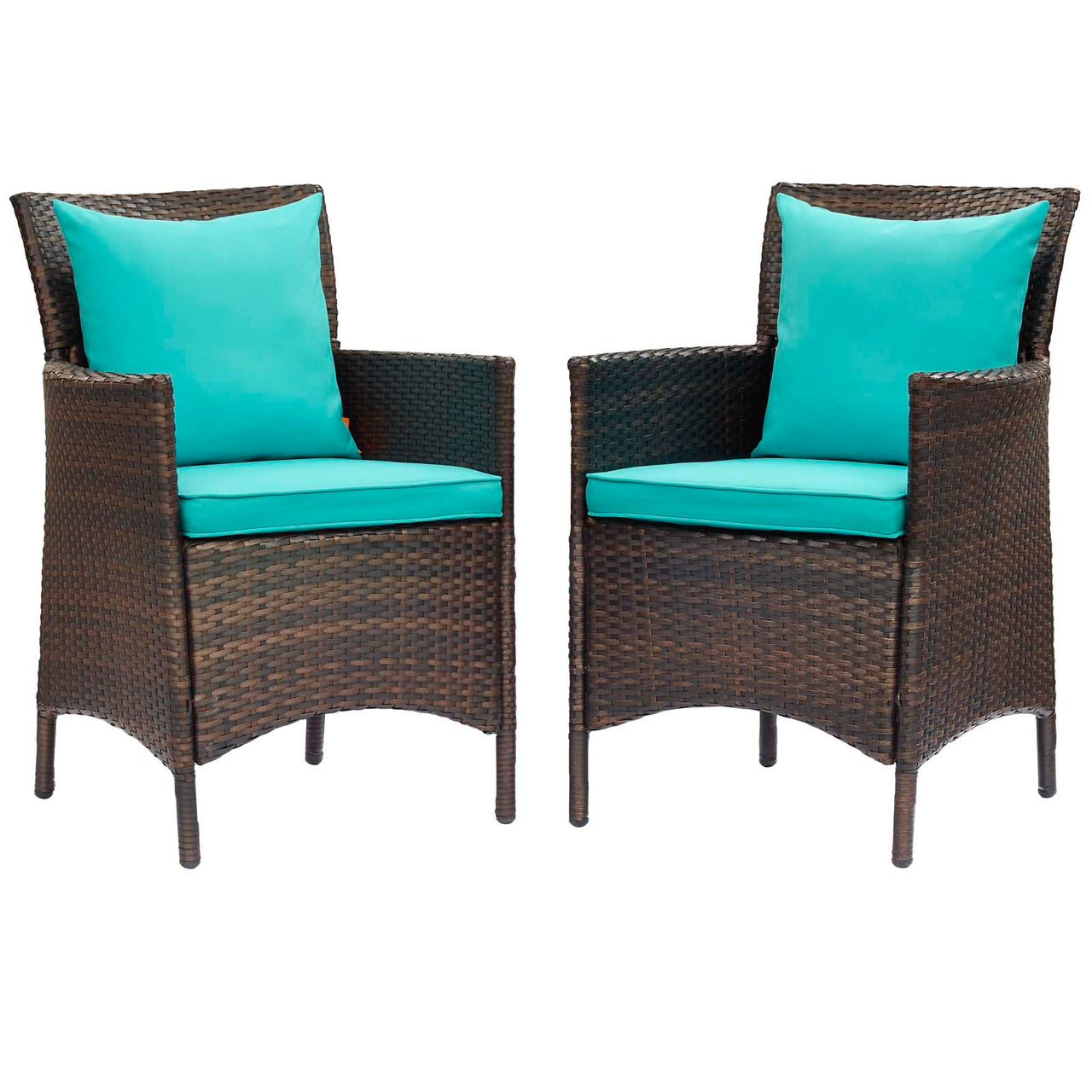 Condura Alfresco Woven Dining Armchair Set of 2, Brown & Turquoise