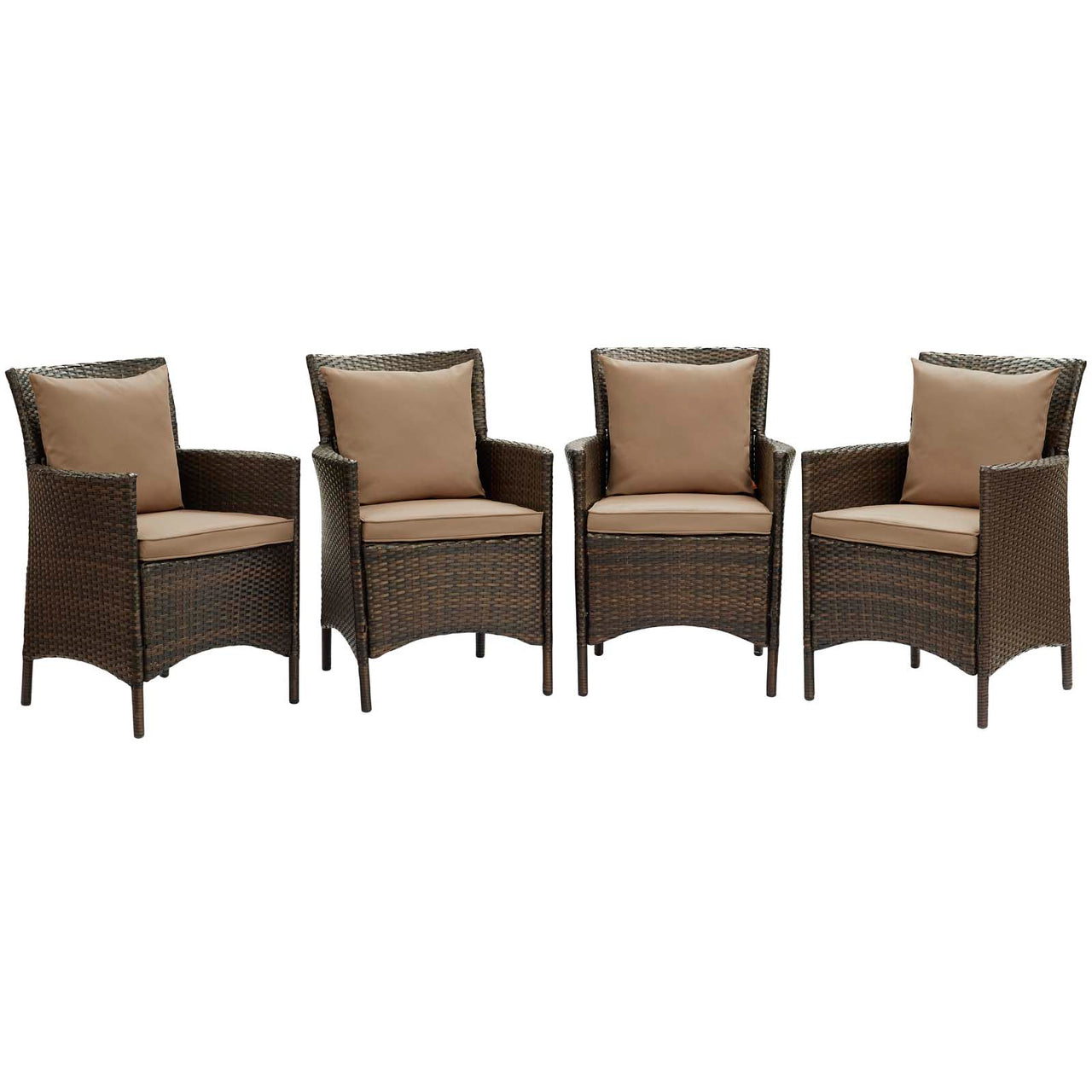 Condura Alfresco Woven Dining Armchair Set of 4, Brown & Mocha