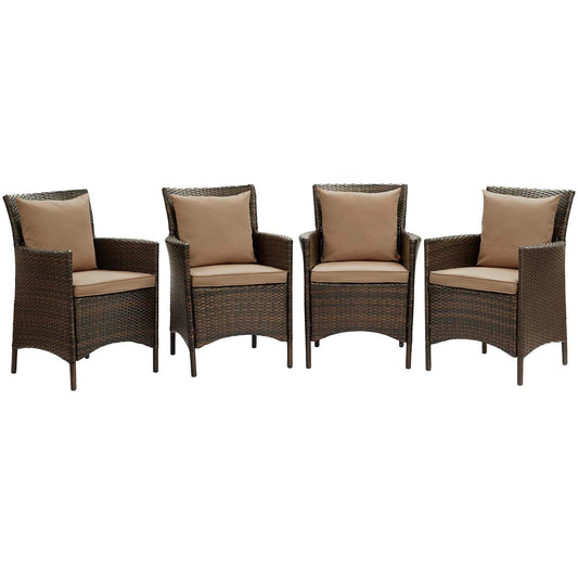 Condura Alfresco Woven Dining Armchair Set of 4, Brown & Mocha