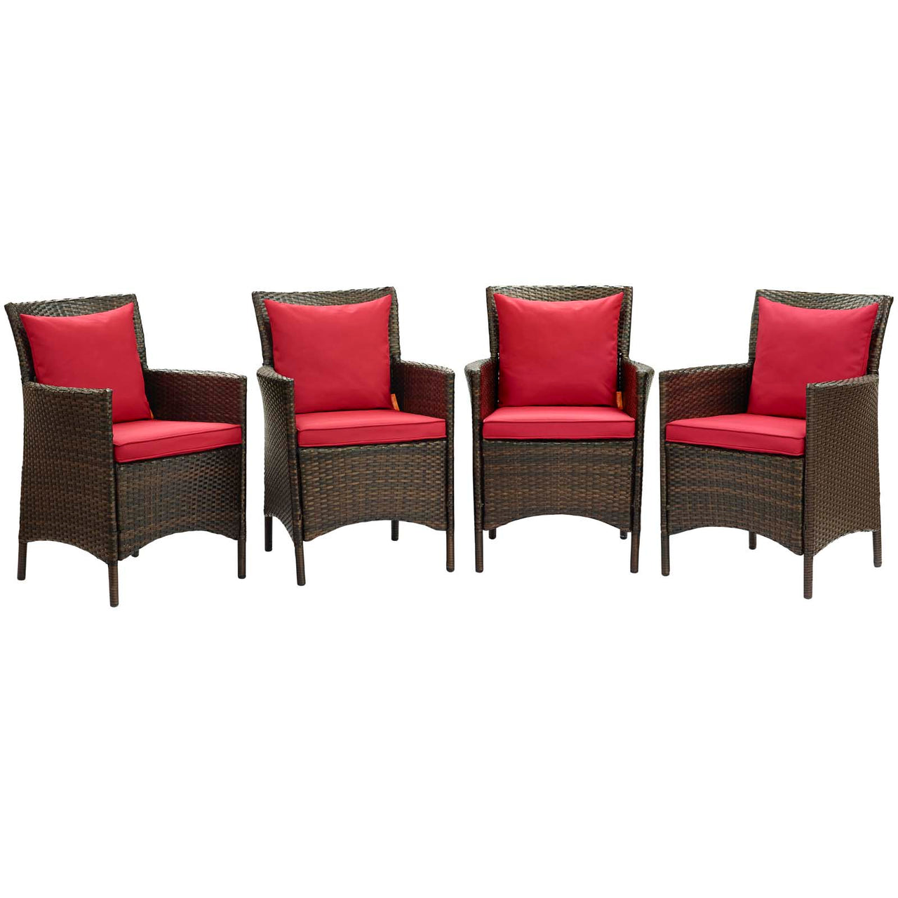 Condura Alfresco Woven Dining Armchair Set of 4, Brown & Red