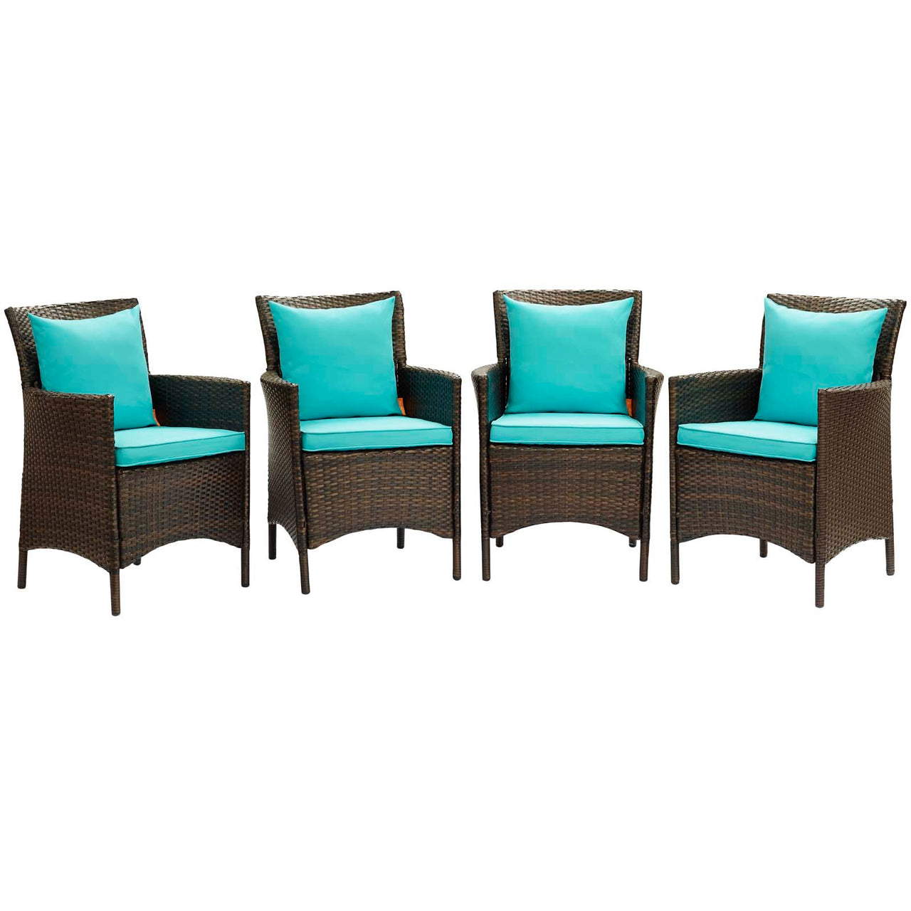 Condura Alfresco Woven Dining Armchair Set of 4, Brown & Turquoise