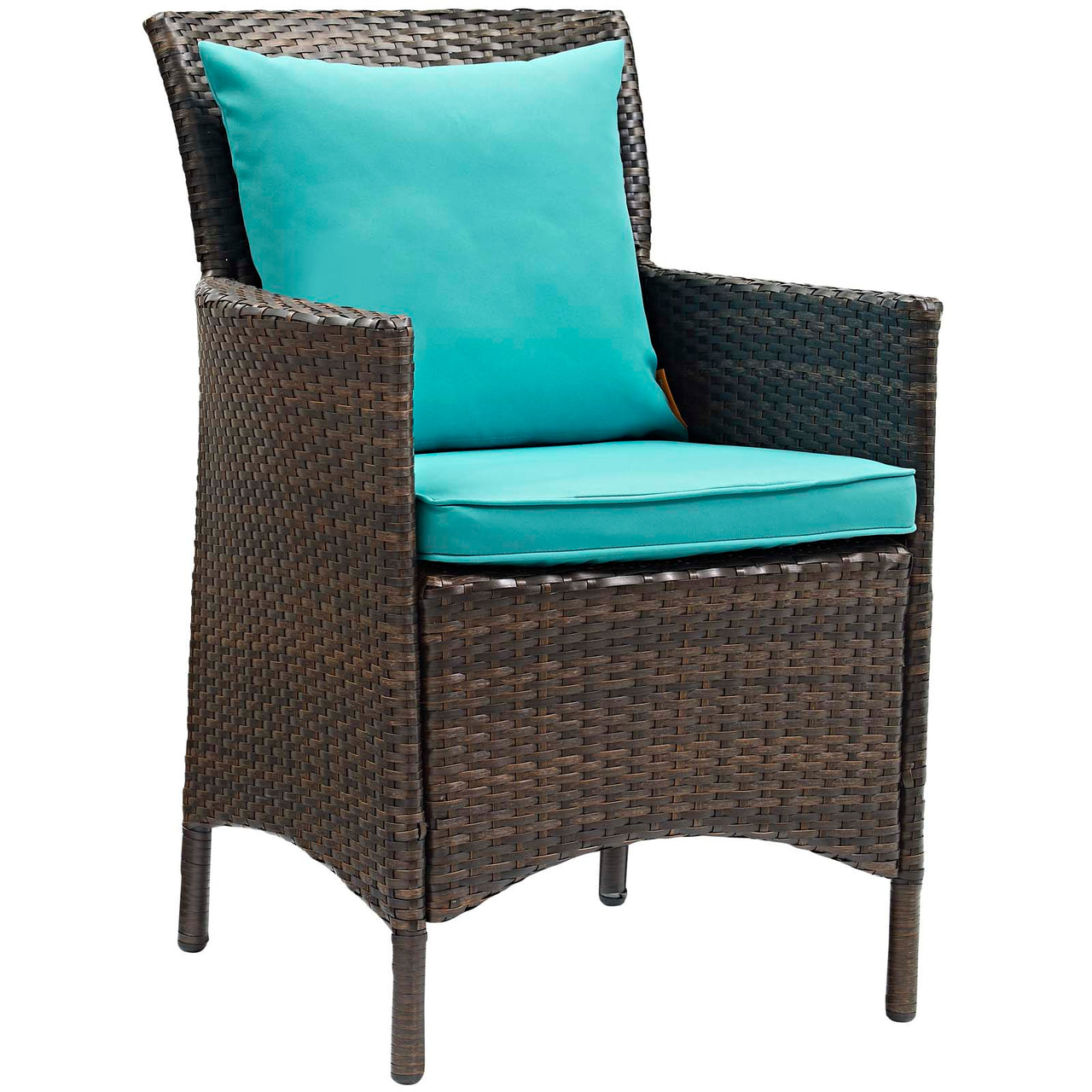 Condura Alfresco Woven Dining Armchair Set of 4, Brown & Turquoise