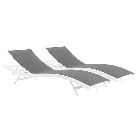 Dive Alfresco Chaise Sunlounger Set of 2, White & Gray