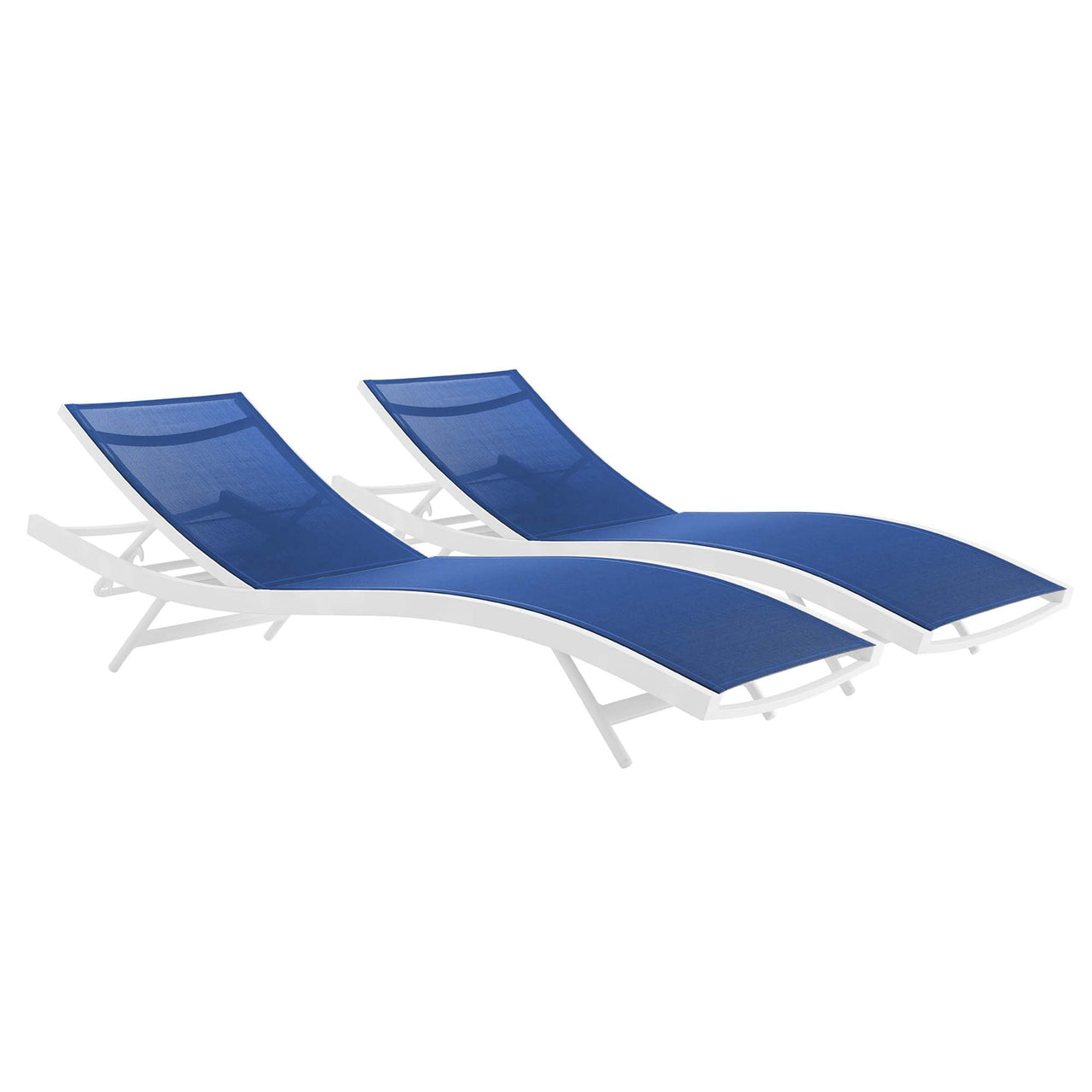Dive Alfresco Chaise Sunlounger Set of 2, White & Navy