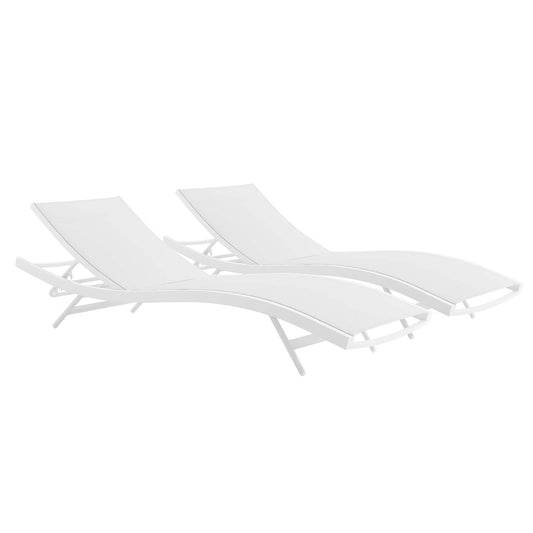 Dive Alfresco Chaise Sunlounger Set of 2, White