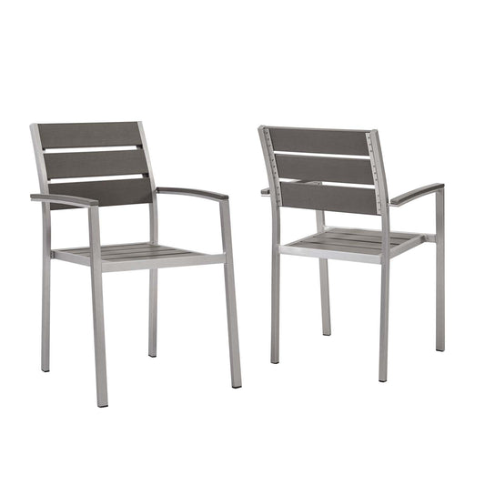 Shorea Alfresco Dining Armchair Set of 2, Silver & Gray