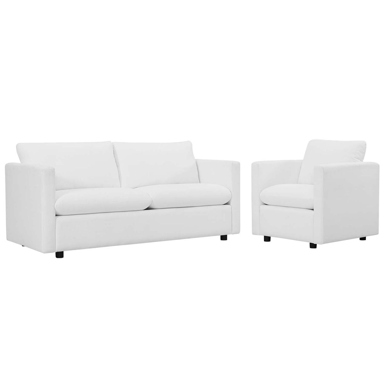 Corra Upholstered Sofa and Accent Chair Set, White