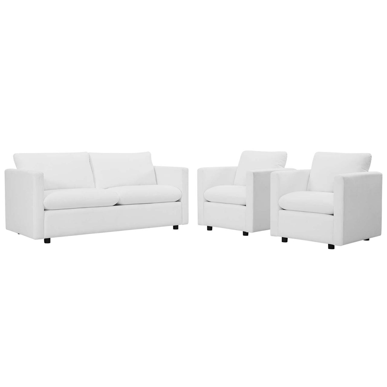 Corra 3-Piece Fabric Living Room Set, White