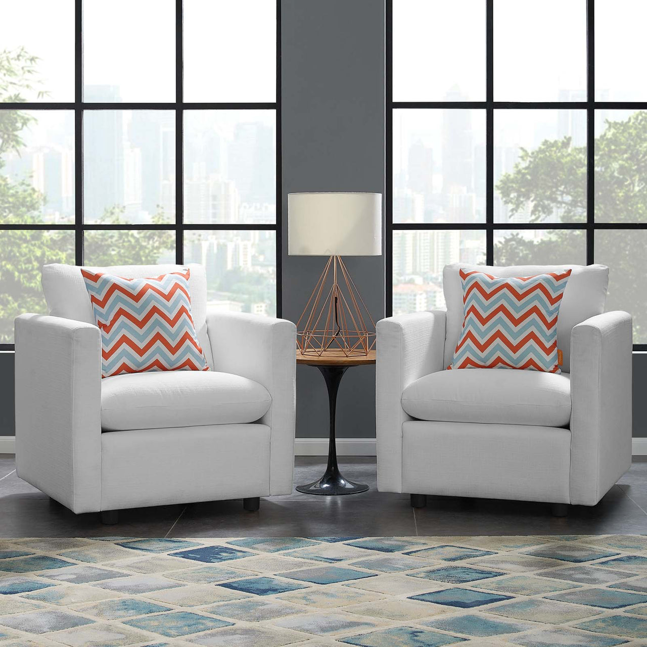Corra Upholstered Accent Chair Set of 2, White