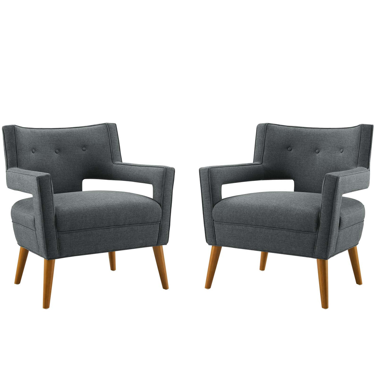 Alvyris Fabric Accent Chair Set of 2, Gray