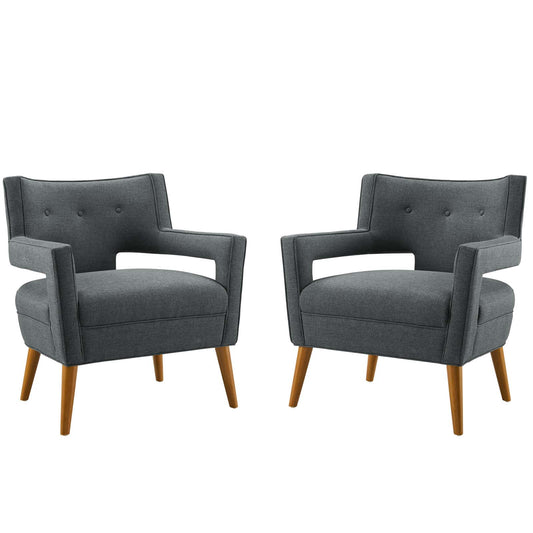 Alvyris Fabric Accent Chair Set of 2, Gray